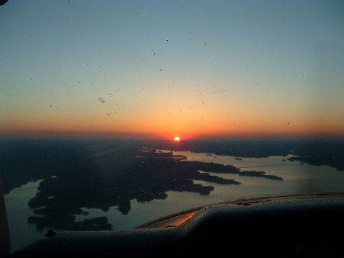 View from an Augusta Flying Club flight during sunset.